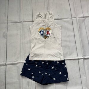 Carter’s Girls’ Size 7 Patriotic Shorts and Sequin Tank Top Outfit